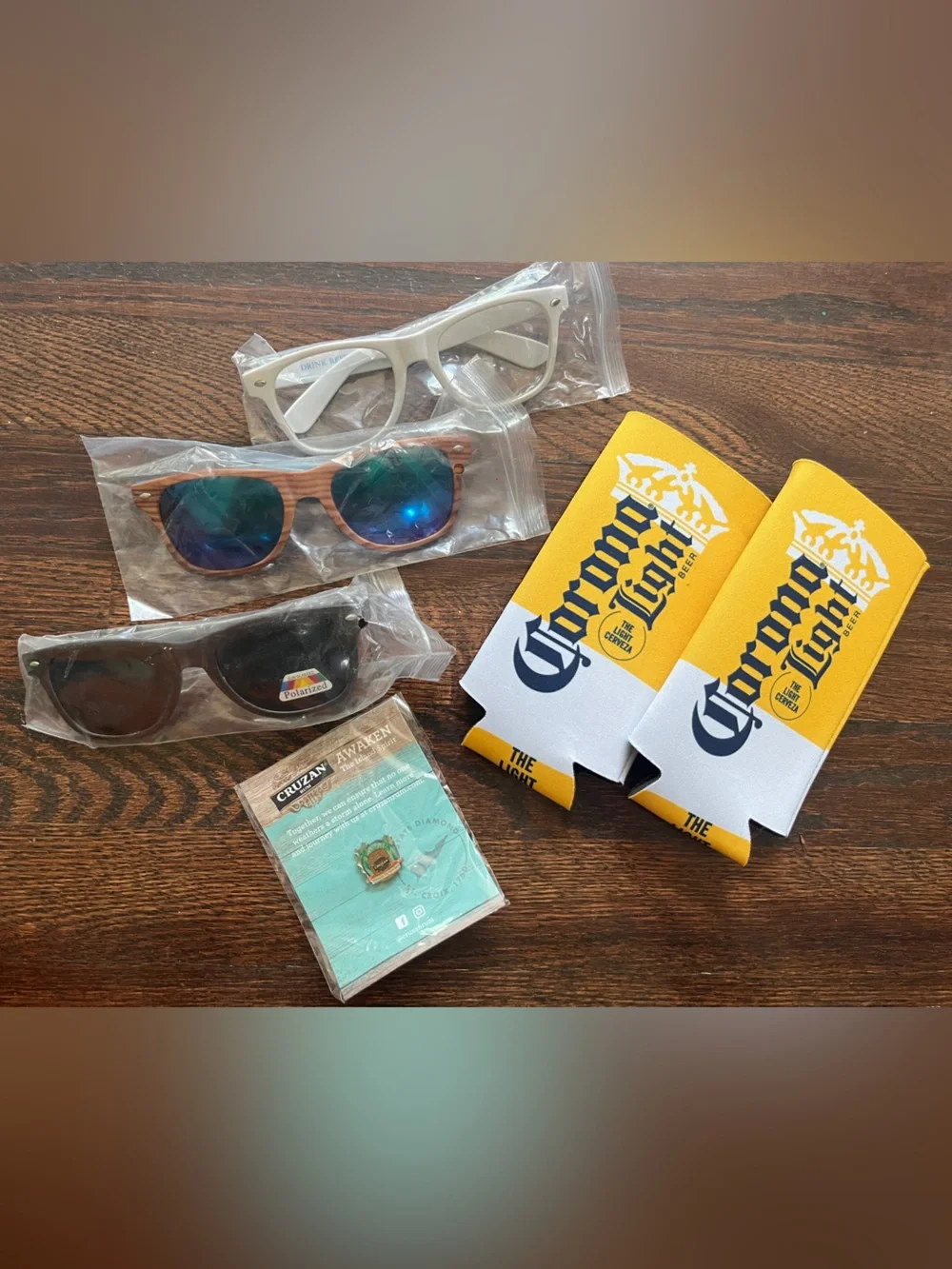 Corona Light Yellow Can Cooler Koozies - Pair